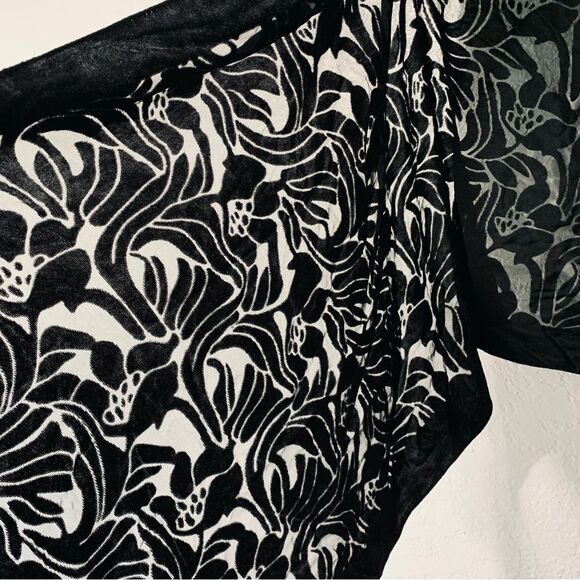 Burnout Velvet Sheer Floral Fringe Shawl Wrap Scarf Whimsigoth Date Party - Picture 2 of 8